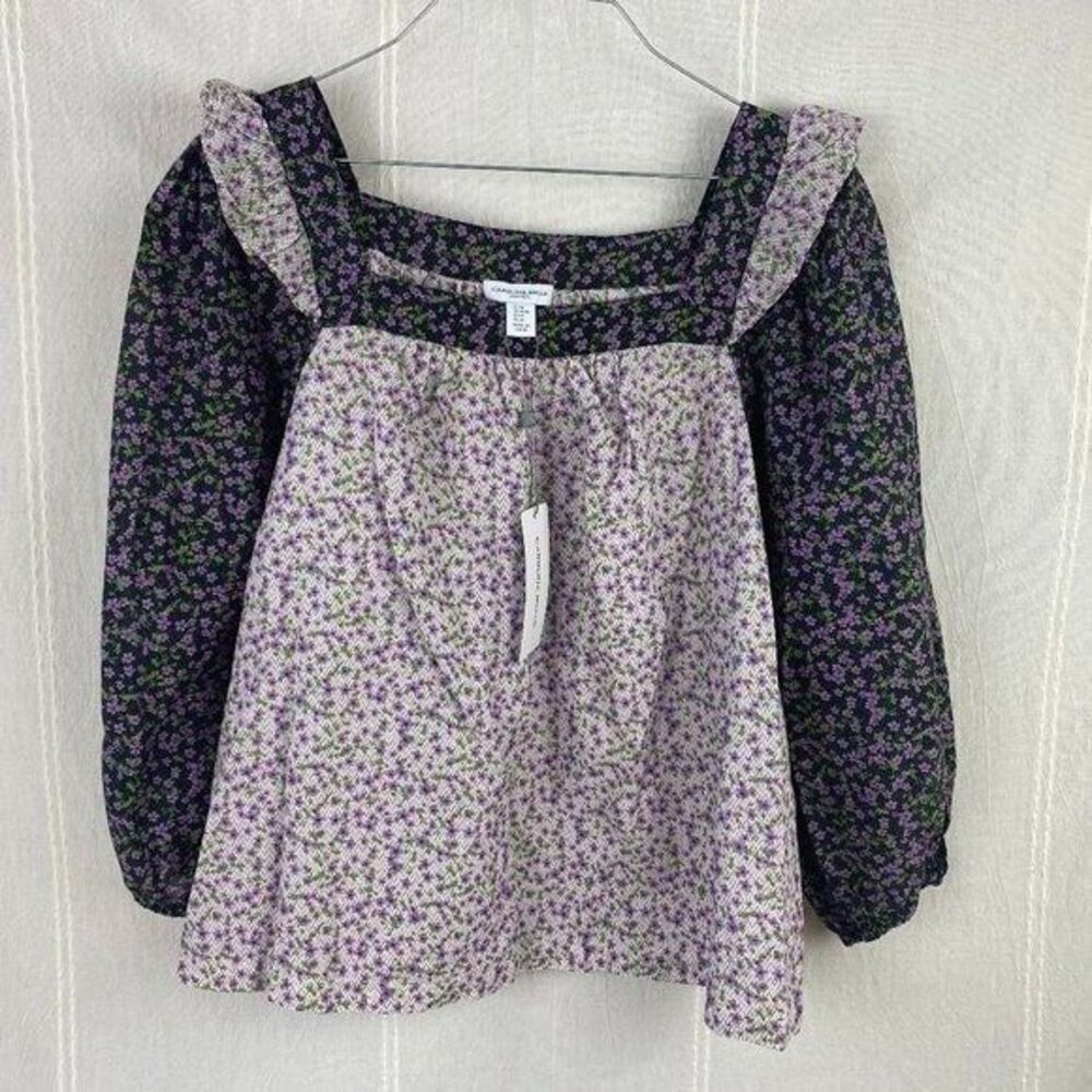 Carolina‎ Belle Blouse Boho Peasant Floral Balloon Sleeve Cottage Top Women's M